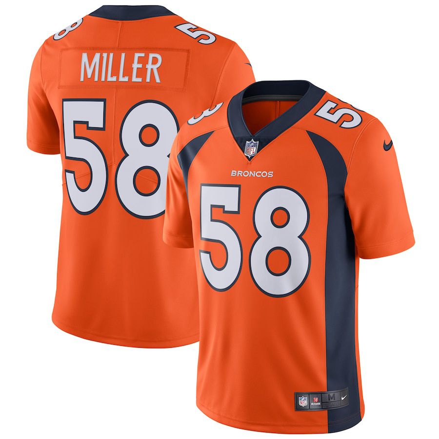 Men Denver Broncos 58 Von Miller Nike Orange Vapor Untouchable Limited Player NFL Jersey